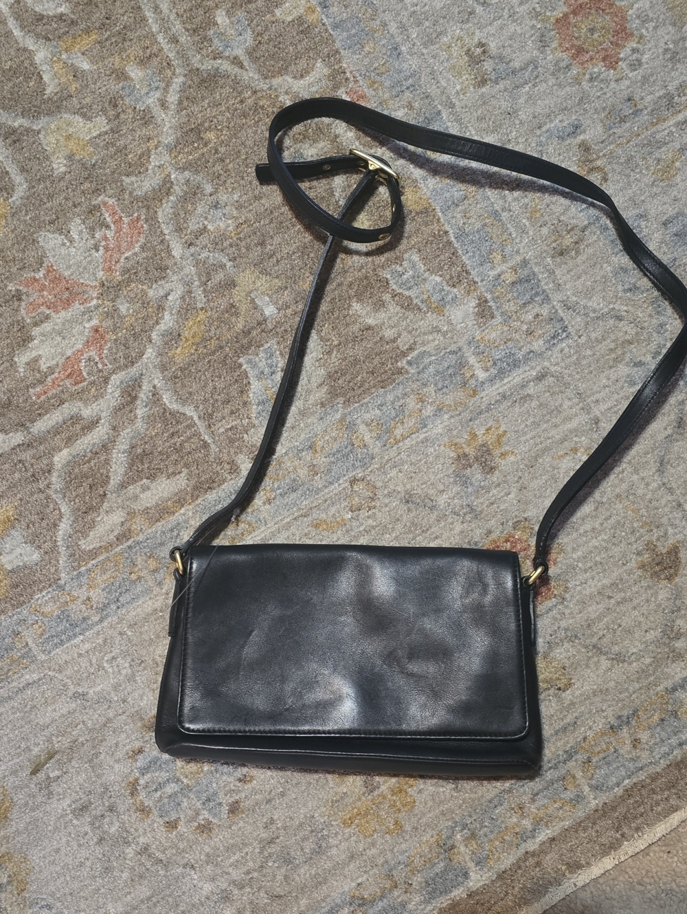 Classic Black Leather Coach Crossbody Bag